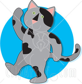 16193_Gray_Cat_With_Black_Spots_And_Green_Eyes_Walking_On_Its_Hind_Legs_And_Waving_Clipart_Illustration_Image.jpg