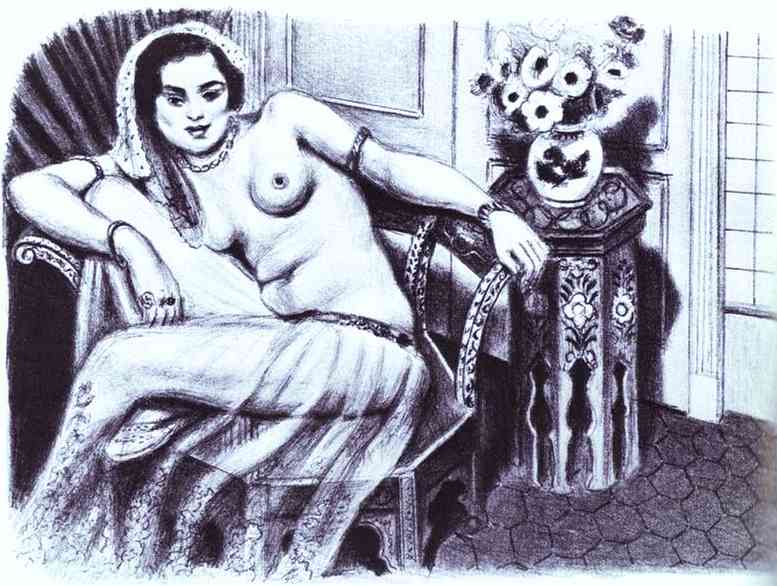 Henri_Matisse._Odalisque_in_a_Gauze_Skirt._1929._Black_and_white_lithograph._Private_collection..jpg