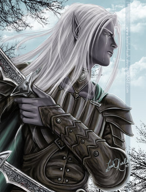 Drizzt_flees_the_Hunter_by_keelerleah.jpg