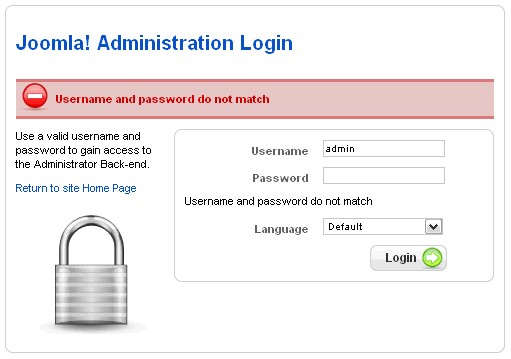 The password did not match. Passwords do not match.