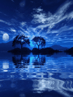 Animated_rippling_water_with_blue_sky_at_moonrise.gif