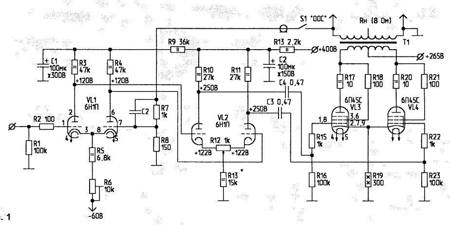 Схема ламповый усилитель прибой