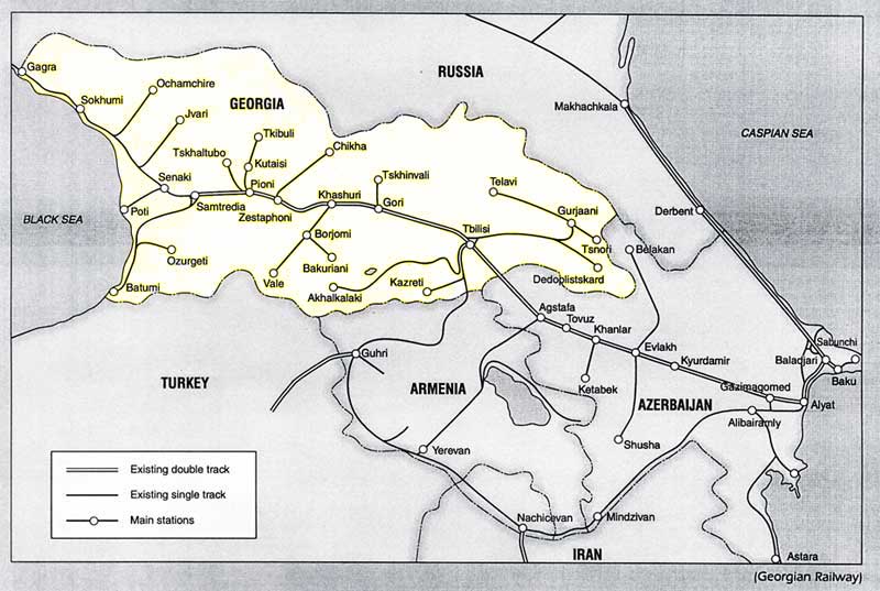 Карта железных дорог грузии