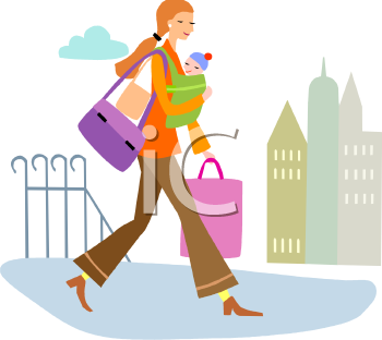 0511_0904_1320_0151_Woman_Shopping_with_Her_New_Baby_in_a_Sling_clipart_image.jpg